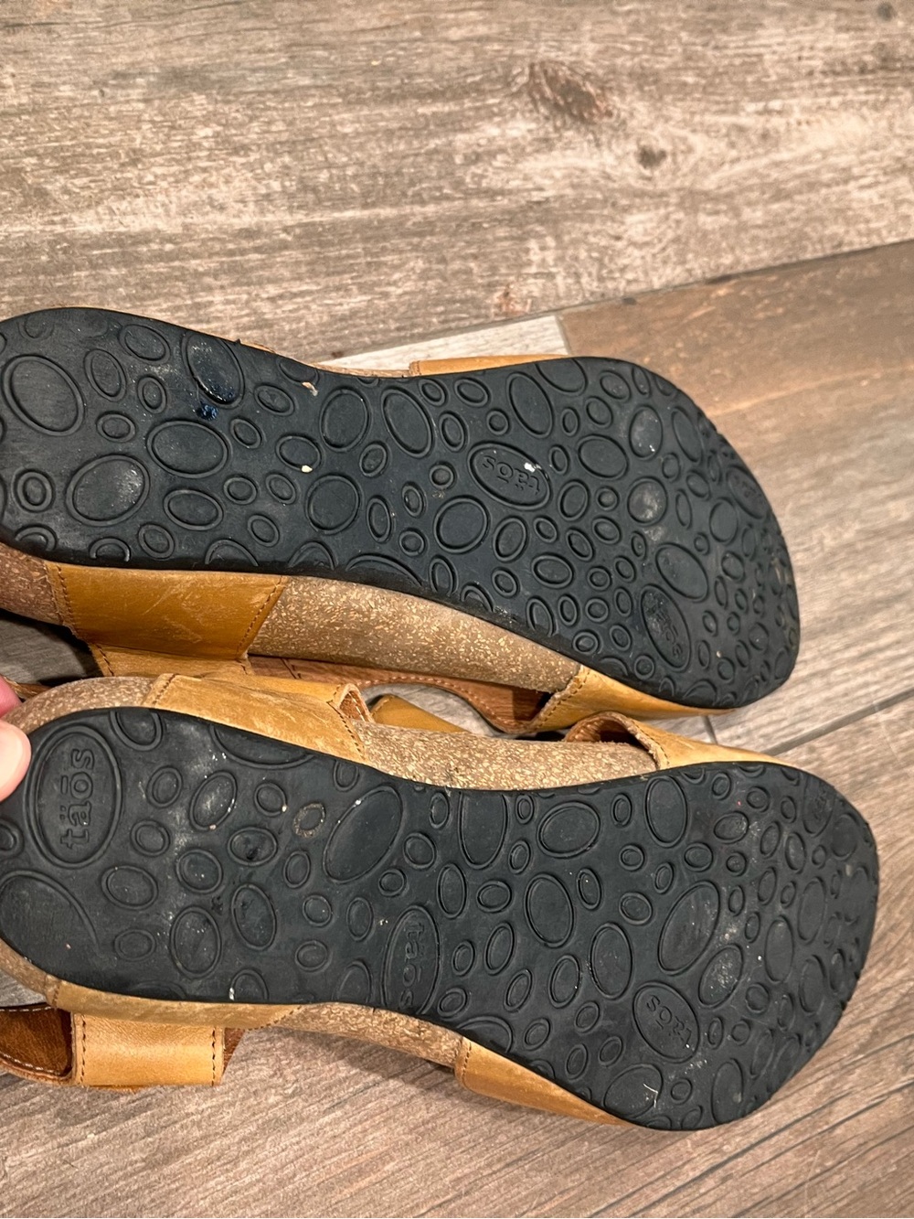 Taos Serene Tan Leather Slingback Wedge Sandals Sz 8-8.5 EUR 39 Adjust Straps - Picture 8 of 8